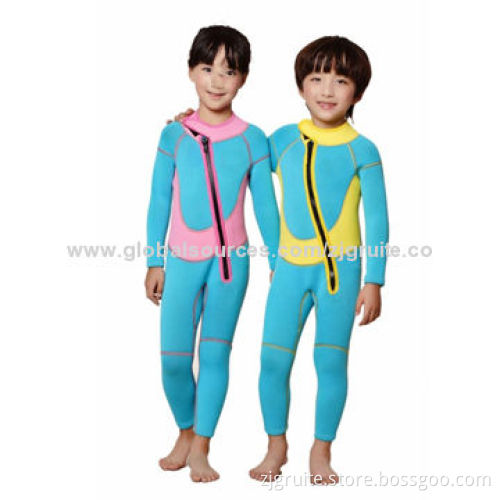 Children's Surfing Long-sleeved Wet-suits with Zipper Closure on Front